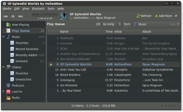 screenshot of new auto dj feature, showing options of how to auto-fill the play queue