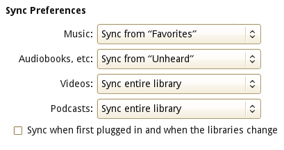 screenshot showing sync device from playlist options