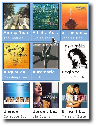 screenshot showing the album browser in grid mode